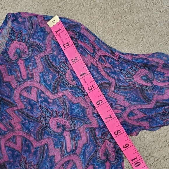 3/$30 ❤️ 𝅺joie Bohemian Sheer Paisley Print Silk Pop Over Blouse Size XXS - Picture 13 of 14